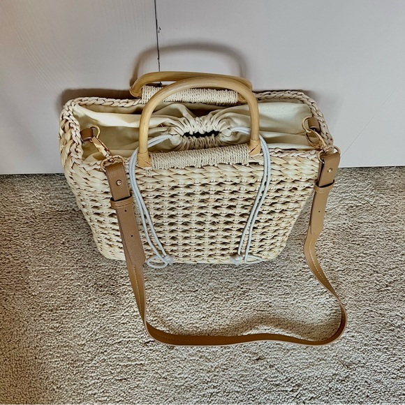 Woven Rattan Purse with Handles & Shoulder Strap - Picture 2 of 6